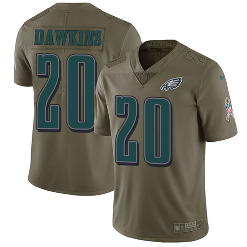 Nike Eagles #20 Brian Dawkins Olive Men's Stitched NFL Limited Salute To Service Jersey